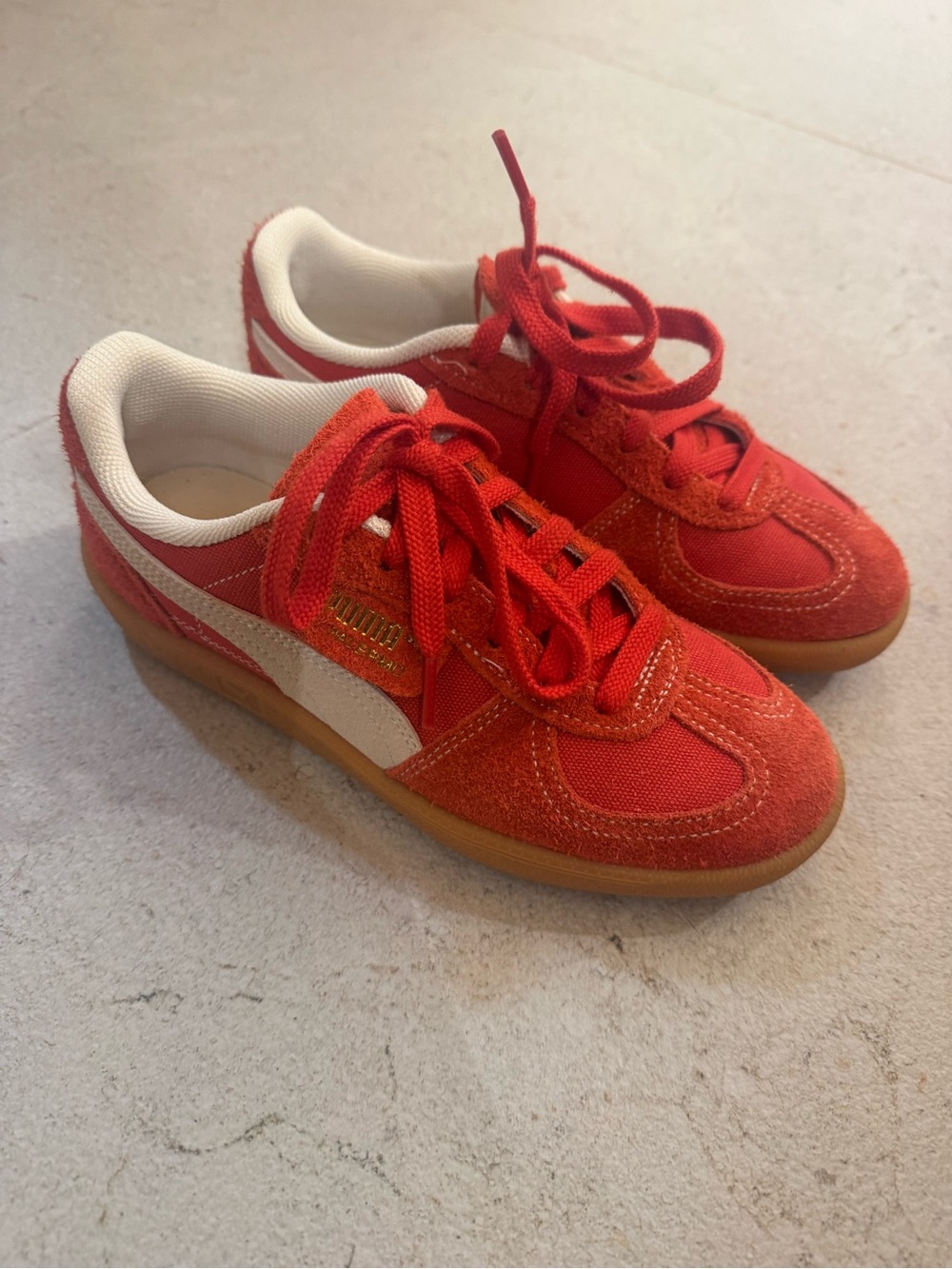 NWOT Puma Red and White Suede Sneakers SIZE 6